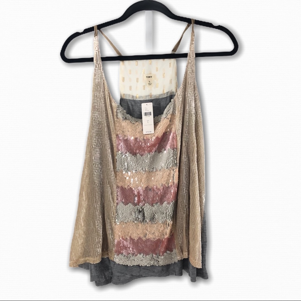 Anthropologie Tiny Sequin Velvet Tank